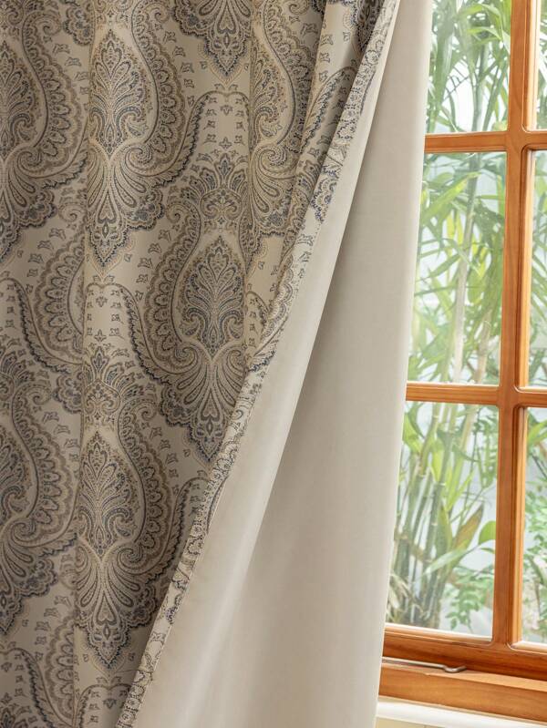 1 pieza Cortina opaca de estilo europeo con impresión digital elegante para dormitorio, sala de estar y decoración de oficina en el hogar