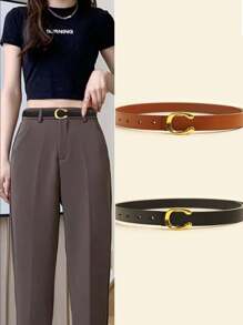 1 Women's C-Shaped Buckle Belt, Fashionable Perfect For Pairing With Dresses And Jeans - Multicolor - View 5