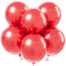 12 Large Chrome Metallic Balloon Balloons 16 Inches Large Round Balloons Premium Birthday Party Decoration - Red - View 1