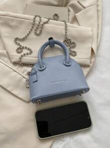 Bolso cruzado pequeño con patrón en relieve con diseño de concha en miniatura, bolso de hombro con cierre de cremallera, bolso de mano versátil y elegante para mujer - Azul - Ver 5