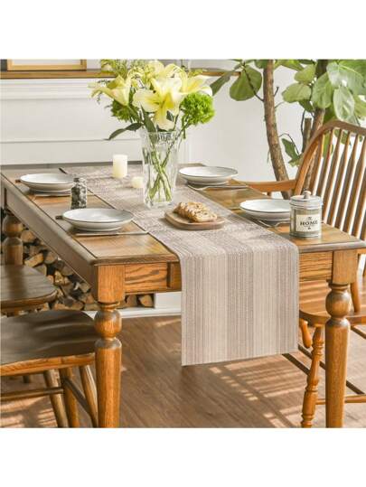 1 pieza Camino de mesa tipo lino, individual de mesa de comedor moderna, lavable, adecuado para cocina, mesa de comedor, fiesta, decoración de boda, vintage, aplicable para recibidor, reunión familiar, mesa de café, sala de estar
