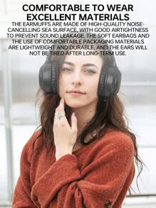 1 pieza Auriculares inalámbricos montados en la cabeza con reproducción de tarjeta TF, radio FM y graves estéreo potentes - Unitalla - Ver 5