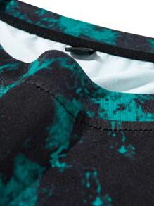 男士夏季扎染休闲日常百搭短袖 T 恤 - 黑色 - 查看 6