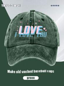 1pc Vintage American Casual Printed Baseball Cap, Unisex, Suitable For Daily Commute, Travel, Dating, Korean Retro Washed Small Peak Hat, Multiple Colors Available, Fits EU/US Style - Multicolor - View 4