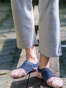 5双装男士薄款网眼透气短袜，复古休闲船袜，四季皆宜 - 彩色 - 查看 4