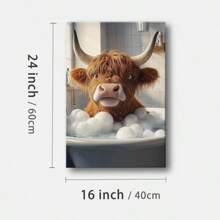 1Pc Highland Cow Wall Decor Cute Funny Animal Bathing Abstract  Canvas Wall Art For Living Room Wall Decor For Bedroom Bathroom Framed Wall Poster Art Prints  Pictures Home Decorations - 彩色 - 查看 11