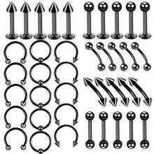 20pcs Stainless Steel Eyebrow Studs, Tongue Studs, Lip Studs, Nose Rings, Nose Hoops, Earrings, Y2K Body Piercing Jewelry Set