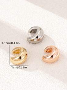 3pcs Elegant Minimalist Women's Hoop Earrings, C-Shape Zinc Alloy Chunky Earrings Plated In Golden, Silvery And Rose Golden Colors, Petite Earrings For Party, Daily Wear - C-shaped Small ear clip - View 5