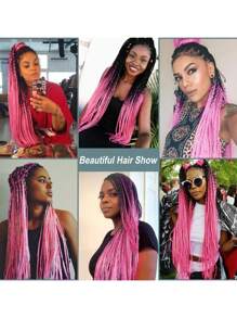 Full Double Lace Front Box Braided Wigs For Women 36 Inches Knotless Cornrow Braids Lace Frontal Wig Synthetic Braided Wig Daily Used Hot Pink