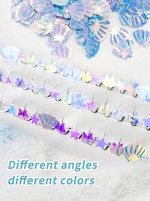aHoneya 60 Peças Cílios Postiços em Formato de Cachos D, Cílios Postiços Brilhantes com Glitter e Estrelas em Formato de Conchas, Cílios Postiços de Maquiagem Brilhante e Mutável para Praia, Festa, Festival de Música - D - Visão 6