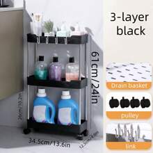 3/4 Tier Slim Rolling Storage Cart Organizer Mobilna półka regałowa Wózek użytkowy Wieża regałowa do wąskich miejsc, wielofunkcyjny wózek użytkowy Plastikowy organizer do przechowywania do kuchni, łazienki, prysznica, salonu, biura i akademika