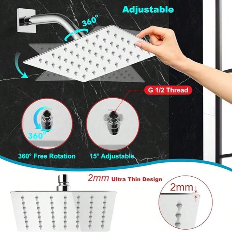 Prestige Selection . Luxurious 8-Inch Rainfall Shower Head - 銀 - 查看 1