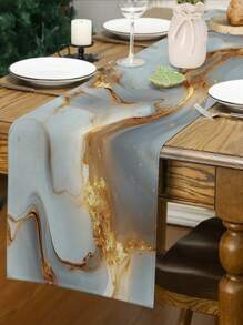 1 件大理石图案桌旗，现代风格家居厨房餐厅装饰，日常家居装饰，室内户外派对用品，适用于餐厅和咖啡馆，家居装饰 - 彩色 - 查看 5