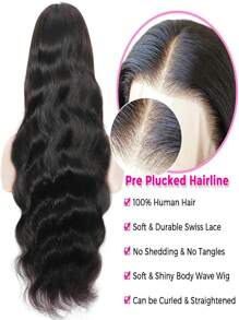 bling hair Perruques Body Wave 13x4, 13x6, 4x4, cheveux humains, pré-épilées, densité 180 %, sans colle, 6x4, 9x6, 5x5, avec fermeture en dentelle, naissance de cheveux naturelle, cheveux brésiliens pour femmes avec cheveux de bébé - SNatural - Voir 3