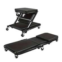 2-In-1 Crawler, 36-Inch (About 35.98inch) Z-Shaped Crawler Seat, 300 Pounds (About 149.7kg) Capacity Garage Chair Adjustable Rolling Folding Car Crawler With 6 2.5-Inch (About 2.52inch) Wheels Garage Chairs With Adjustable Roller Folding Car Crawlers/Seat Wheels, Mechanical Crawlers, Used For Car Maintenance