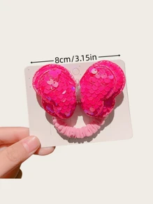 1 Pc Sequin Butterfly Elastic Hair Tie, Children Hair Scrunchies Non-Damaging For Ponytail, Girls Hair Bands Hairlips, Daily Use Hair Accessories, No Cardboard
