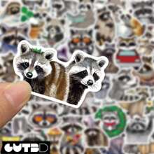 SCXXBSW 50pcs Cartoon Raccoon Fun Graffiti Stickers Self-Adhesive Desktop Phone Cases Notebook Waterproof Stickers - Multicolor - View 3