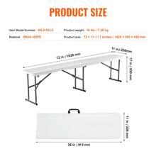 Plastic Folding Bench, 6 FT Portable Folding Bench, White (1 Pack),White (2 Pack), Black (1 Pack), Smooth HDPE Waterproof Outdoor, Back To School - 6 FT White (1 Pack) - View 7
