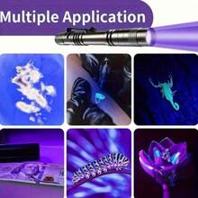 1pc 395nm UV Light Flashlight, Mini Portable Pen Lights For Leak, Pet Urine, Hotel Inspection, Dry Stain And Dye Detector Ultraviolet Invisible Ink Torch, Ore Money Scorpion Detection Lamp, Camping Accessories