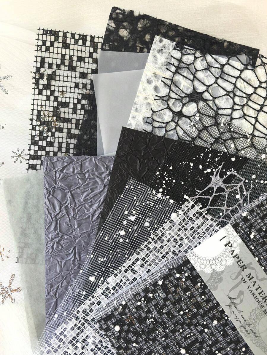 16 sztuk/opakowanie Naturalna tekstura Pusty wzór Dekoracyjne arkusze papieru, DIY Tło Dekoracja