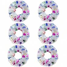 12pcs Cute Polyester Spiral Hair Scrunchies With Heart Shape Design, Colorful Accessories For Party And Dance, Spring/Summer