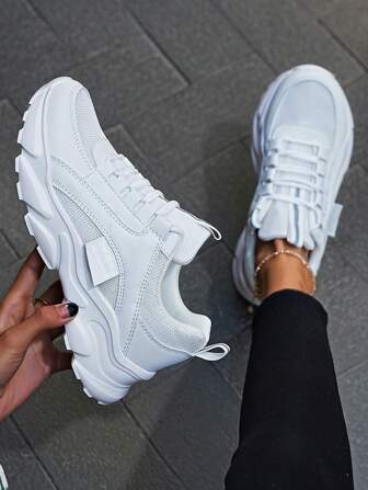 Zapatillas deportivas informales y sencillas de color bliso sólido para mujer, para uso diario en primavera/verano, con suela suave, transpirable, antideslizante y resistente al desgaste