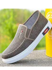 New Print Fabric Shoes Breathable Fashion Casual Slip-On Loafers, Soft Sole & Soft Upper, Plus Size For Men