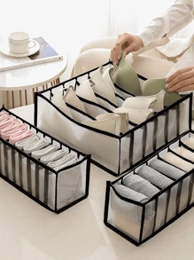 1/3 Pcs Underwear Storage Box With Drawers And Compartments, Household Wardrobe Storage Bag For Clothes And Socks, Mesh Fabric Decor For Festival, Room, Bedroom, Dresses, Pants, Shoes, Jeans, Skirts, Storage Bag, Home Storage - Multicolor - View 11