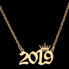 1pc Stainless Steel Year Engraved Necklace, Commemorative Unique Date, Birthday Crown Pendant Necklace, Birthday Gift, Elegant Minimalist Numeric Choker Collar Pendant Necklace