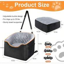 Black/Gray Memory Foam Booster Dog Car Seat For Small Dogs Up To 35 Lbs: An Elevated, Travel - Safe Car Seat With A Washable Removable Cover, Storage Pockets, And Anti - Slip Features, Ensuring Your Pet's Comfort And Safety On The Road. - Gray - View 4