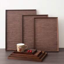 2pcs Tray & Placemat Set, Brown Premium Serving Tray Set