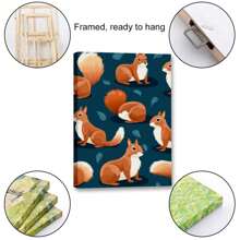 1 Piece Home Wall Decor Framed Canvas Cute Squirrel Pattern Canvas Wall Art Paintings For Living Room - Canvas Framed Print Wall Artworks Bedroom Decoration Office Wall Decor