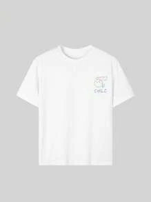 Tween Girls' Casual Graphic Print Round Neck Short Sleeve T-Shirt, Summer Top