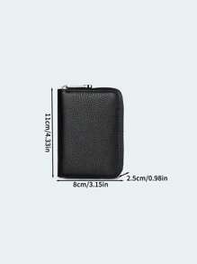 1pc Leather Zipper Storage Bag, Travel Portable Pack With Layered Design Suitable For Storing Cards, ID, Certificates, Cash, Etc.
