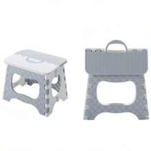 Folding Chair, Sturdy, Multipurpose, With Handle, Safe, Climbing, Home, Kids, Practical, Table Furniture - Gris - Ver 1