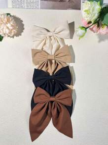 1/4/10pcs Large Bow Hair Clips, Soft Long-Tailed Bow Hairpins, Vintage Metal Hair Clip Silk Hair Clip, Elegant Hair Accessories, Great Gift For Girls Claw Clips Hair Claws Hair Barrettes, School Stuff