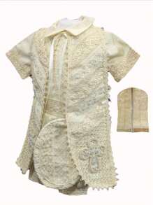 Christening Gown For Boy Christening Suit For Boy Cross P04 - 香檳色 - 查看 2