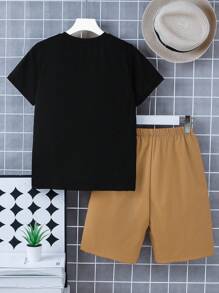 2 Stücke Sommer-Jungen-Lässig-Set mit Landschafts-Muster