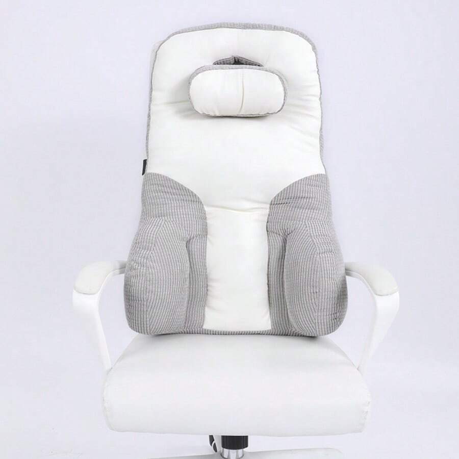 1 pieza Cojín de soporte lumbar y cintura alta de PP, color gris, cojín de silla de oficina talla grande