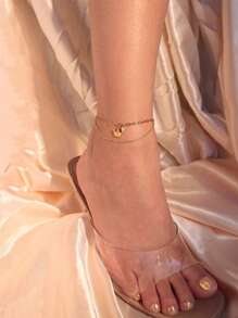 1pc Crown Design Layered Anklet, Best Gift For Her On Valentine's Day, Fashion Anklet, Birthday, Mother's Day, Thanksgiving, Easter Gift