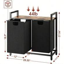 Organizador de cesto de ropa, cesto de ropa sucia con estante y 2 bolsas extraíbles, organizador de cesto de ropa sucia para lavandería, baño y dormitorio, 2 X 11.8 galones (44.5 L)