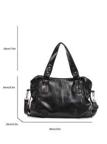 Retro Minimalist Large Capacity Fashion Student/Work Commute Tote Bag, Vintage Bag For Women, New Fashionable Big Bags For Women, New Arrival Tote Bags For Woman - Dark Grey - View 6