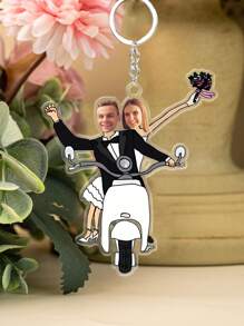 1/2Pcs Personalized Photo Wedding Couple Keychain, Custom Bride & Groom Cartoon Acrylic Keyring, Customized Funny Valentine'S Day Gift, Newlywed Gift, 8cm/3.15in, Wedding Party Gifts, Bridal Gifts, Bridesmaid Gifts, Suitable For Him/Her, Boyfriend, Girlfriend, Couple, Wife, Husband, Family, Bestie, Colleague, For Unique Gifts For Anniversary, Wedding, Valentine'S Day