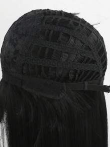 Synthetic Wig Children Girls Natural Long Straight Bangs Hair Heat Resistant Daily Cosplay Full Headgear - Black - View 7