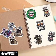 SCXXBSW 50pcs Cartoon Raccoon Fun Graffiti Stickers Self-Adhesive Desktop Phone Cases Notebook Waterproof Stickers - Multicolor - View 7