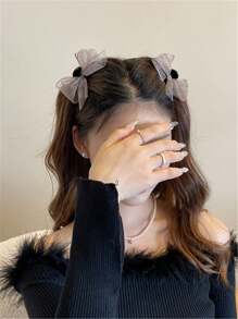 2 件 2025 新款网状蝴蝶结发夹