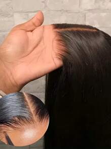 Eulisi Wear And Go Glueless Wigs 60% Human Hair Pre Plucked Pre Cut 5x5 Straight Transparent Lace Front Wigs Human Hair Wigs For Women No Glue Lace Front Closure Ready To Wear Wigs 180% Density Natural Black