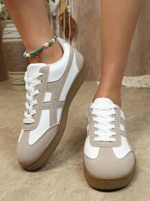 Nuevos tenis planos versátiles y casuales con estilo retro para mujer, con suela blanda antideslizante, zapatillas cómodas de cordones y gran tamaño, ideales para primavera y otoño