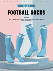 1 Par de calcetines deportivos sobre la rodilla de colores brillantes, 11 estilos, tubo largo anti-arañazos, partición inferior de toalla, resistente al desgaste, antideslizante, absorción de sudor, sin decoloración, estilo de moda sencillo, adecuado para todo tipo de deportes de pelota, apropiado para deportes de primavera