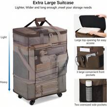 Hanke Suitcases With Wheels Expandable Foldable Luggage Bag Suitcase Collapsible Rolling Travel Bag Duffel Bag For Men Women Lightweight Suitcases Without Telescoping Handle, Black - 咖啡升級版2 - 查看 5